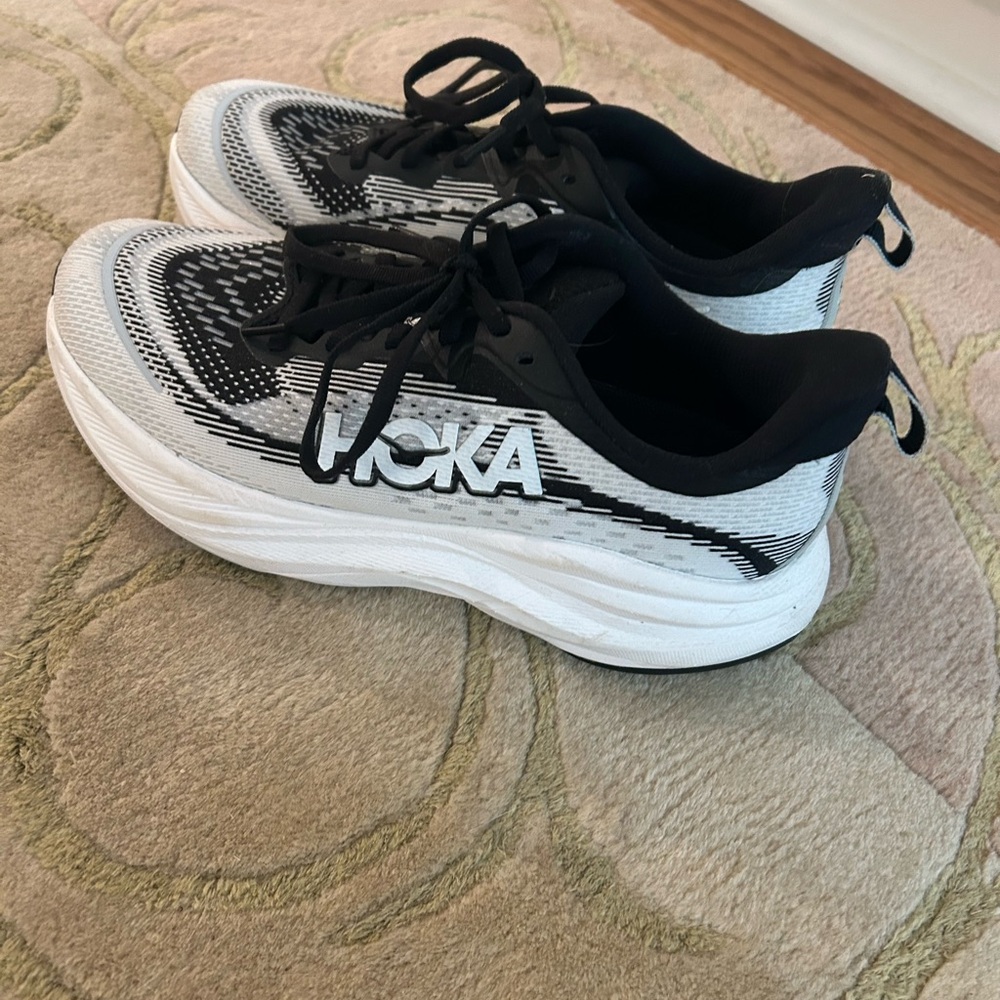 Hoka Black and White Athletic Shoes